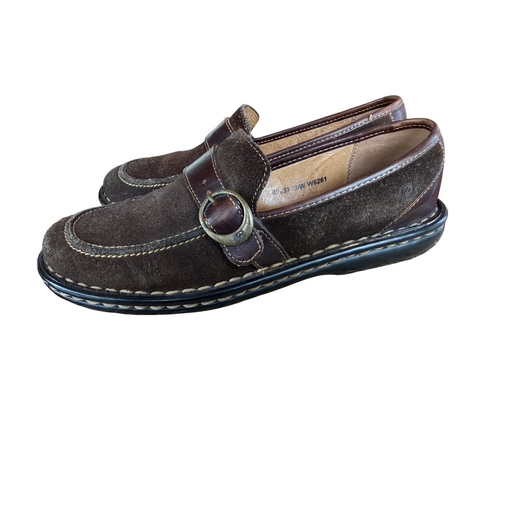 Born Brown Suede Leather Monk Strap Loafers W6261 Womens 6.5 / 37